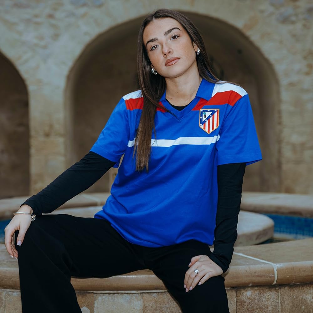 Copa - Camiseta de Fútbol - Hombre - Atletico de Madrid 1986 Tercera - Retro - Manga Corta - Azul - 100% algodón