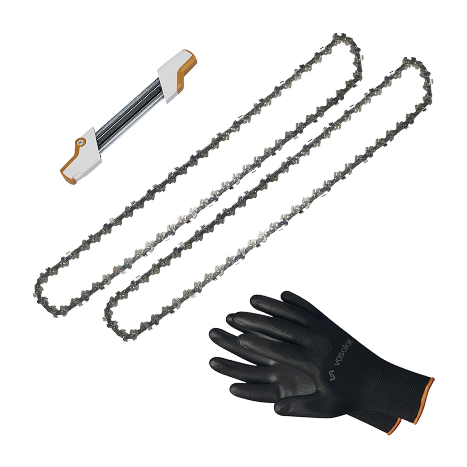 Kettensäge Zubehör - 2x Sägekette 30cm Picco Micro 3 Ersatzkette + 2in1 Feilenhalter mit Feile 4mm