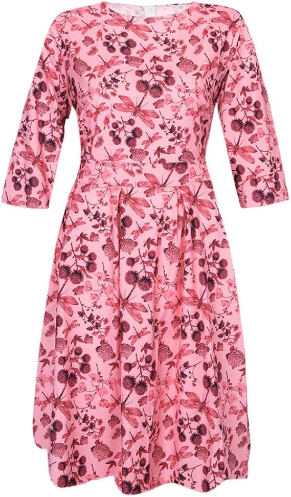 Amazon Co Jp レディース ワンピース Foreted 袖あり Oネック レトロ 水玉 ドレス 花柄 セクシー 復古ヘプバーン風 オトナ 着痩せ フレアー スカート 大人 エレガント 可愛い おしゃれ オープンバック ボウ パーティードレス 服 ファッション小物