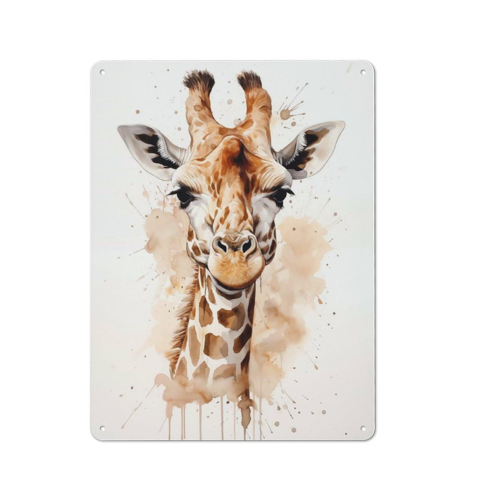 Junmoney Style-15 Giraffe Watercolor(2) Retro Tin Wall Plaque 40X30cm For Hobby Room Or Studio, New Home Wall Decor For Hobby Room Decor Fans