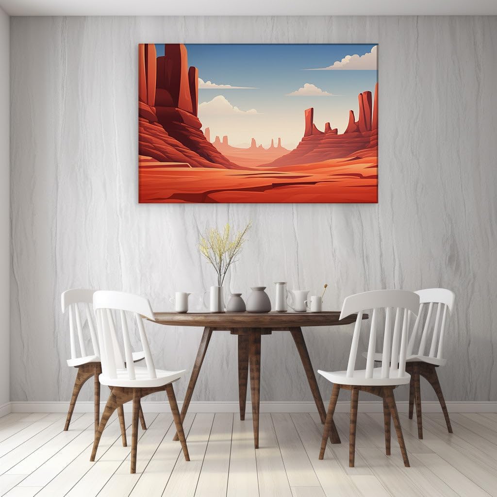Canvas for Living room. Desert Mirage: Exploring the Red Rock Wonders Under a Boundless Azure Sky, 27 x 18 inch Canvas Wall Art - Ready to Hang