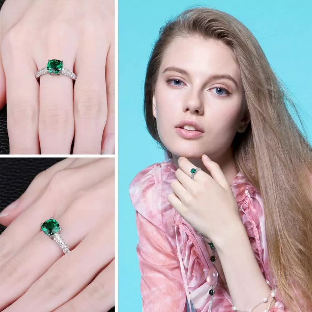 Grüner Smaragdring 925 Sterling Silber Edelstein Solitär Verlobungsringe für Damen