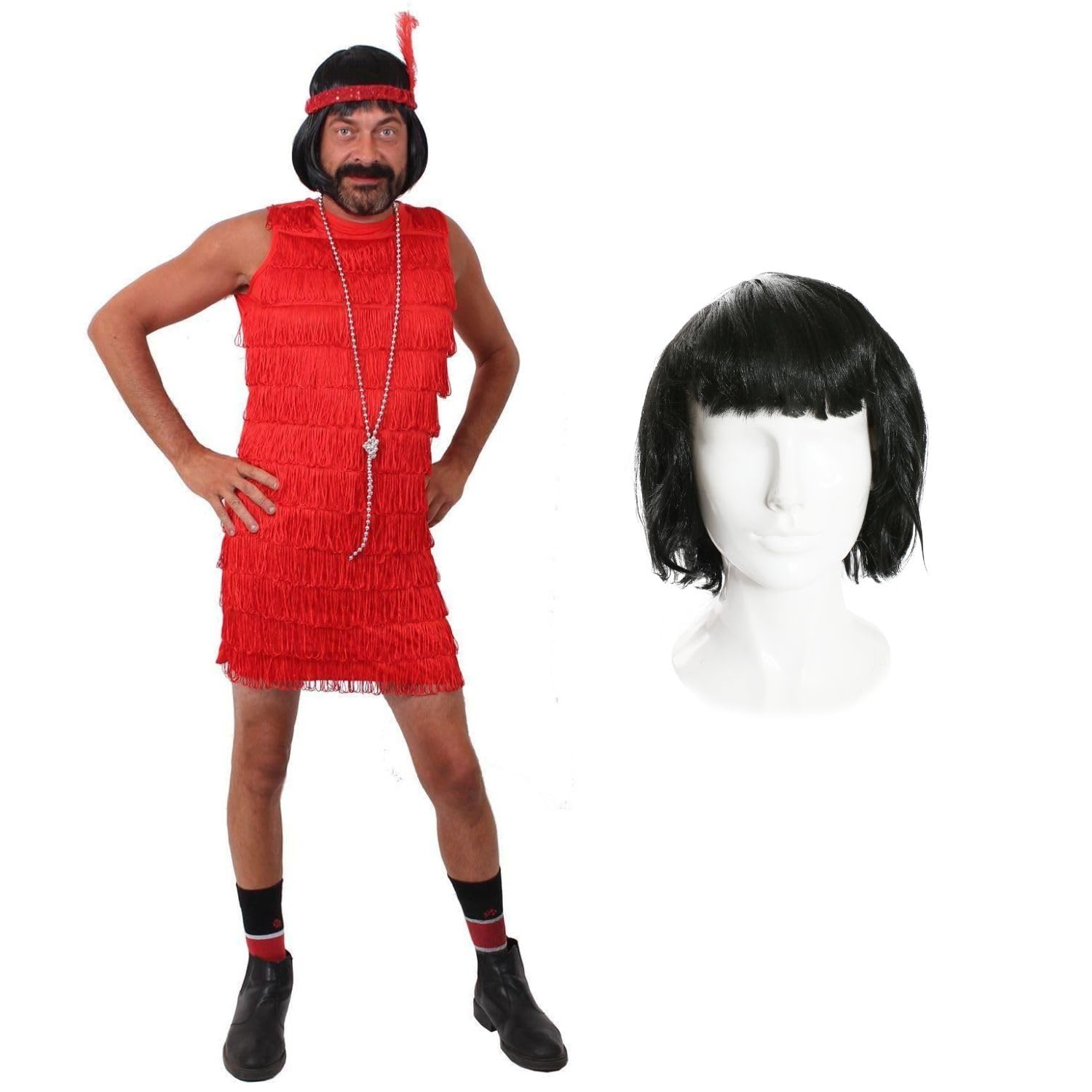 Mens Stag Night Red Flapper Fancy Dress Costume
