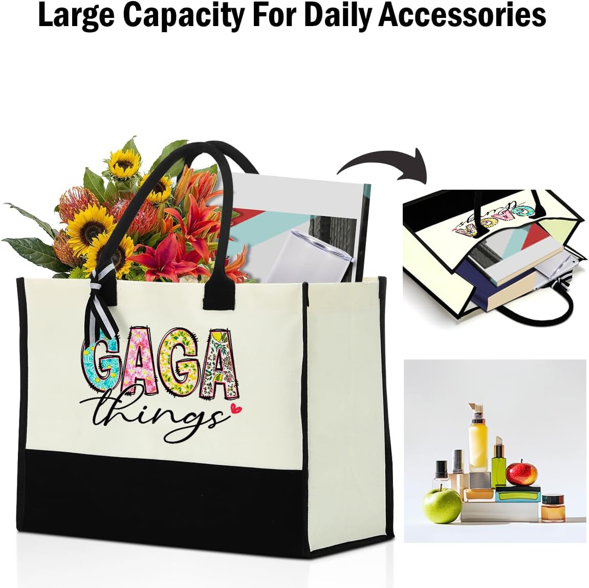 Grandma Christmas Birthday Gifts Mother Gifts Tote Bag for Women Grandmother Classic Canvas Shopping Grocery Bag - Image 3