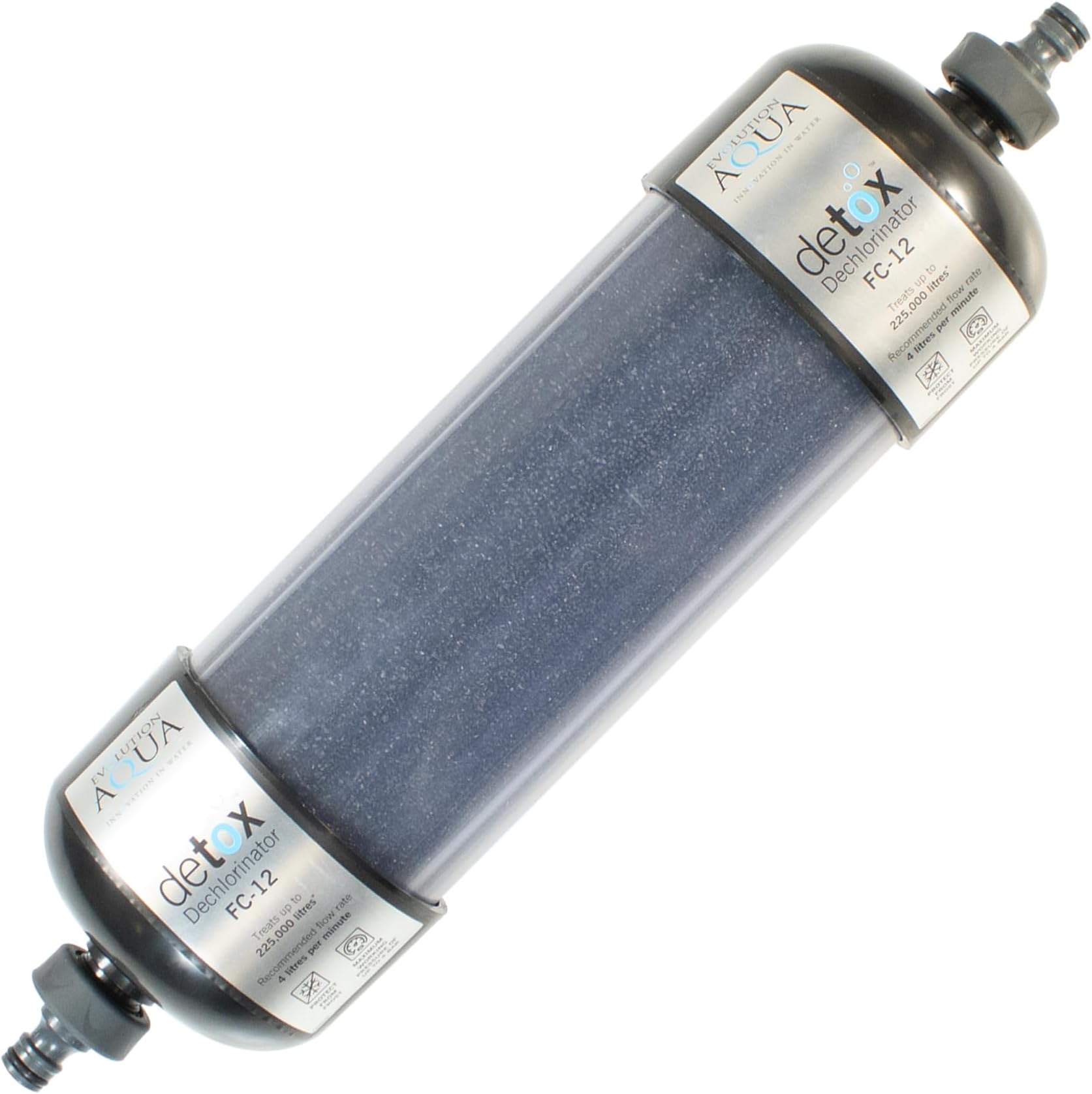 Evolution Aqua Pond Dechlorinator for Fish Ponds – Activated Carbon Chlorine Remover Garden Hose Inline Water Filter for Pond Tap Water Treatment / 12-Inch