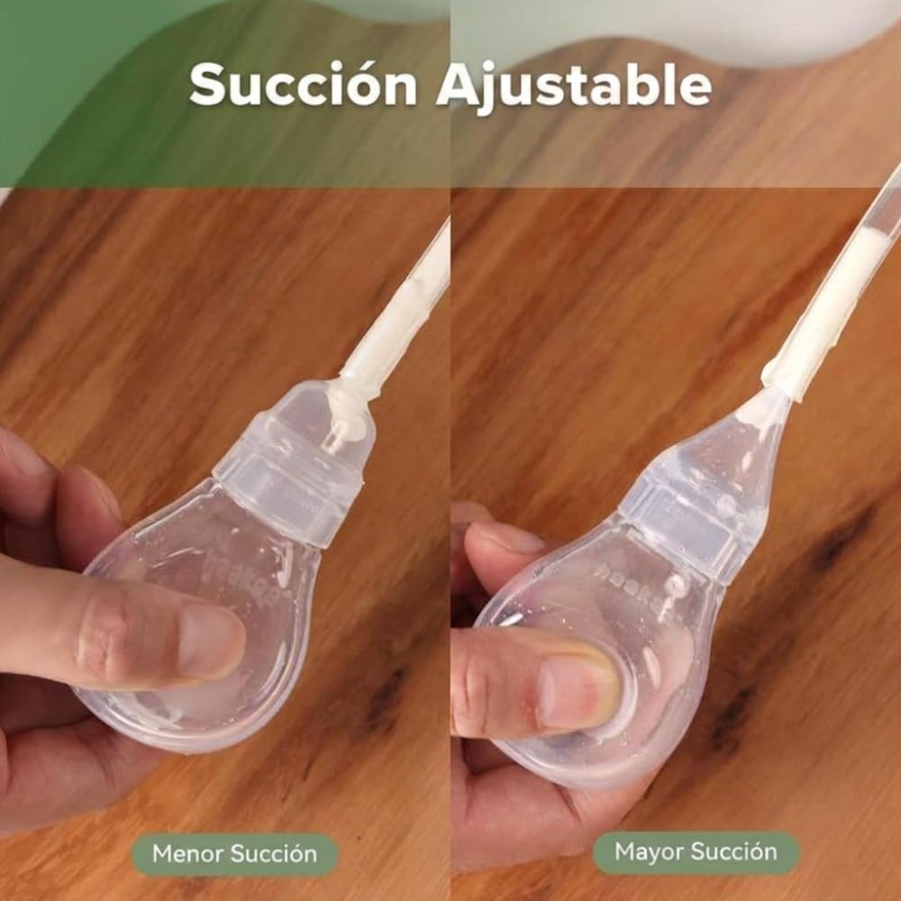haakaa Aspirateur Nasal Bébé en Silicone, Mouche-Bébé Manuel Easy-Squeeze, Nettoyeur de Nez pour Nouveau-né et Tout-petit 0M+, Transparent, avec 1 Embout de Rechange