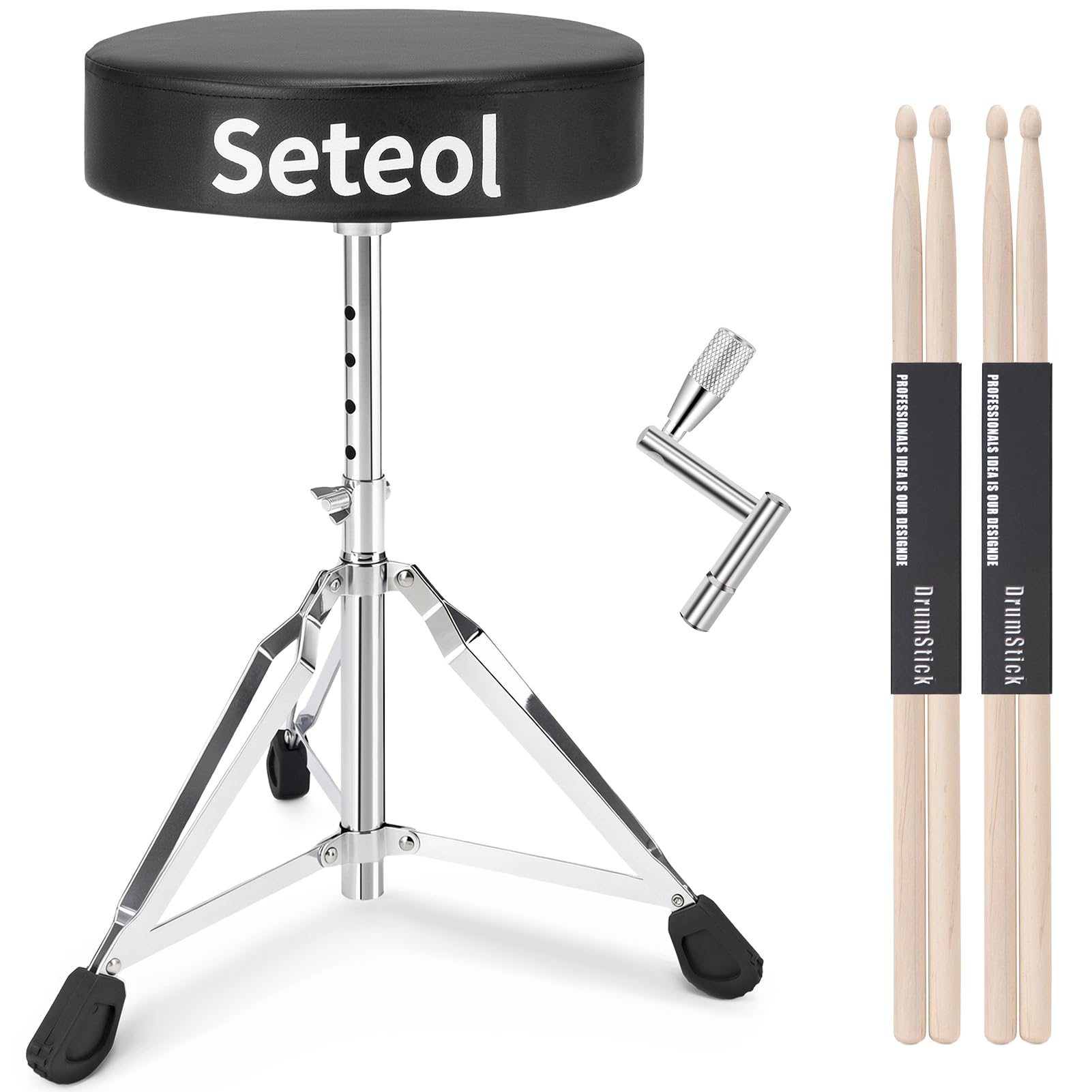 Drum Throne, Height Adjustable Round Drum Stool, 3 inch Thick Seat
