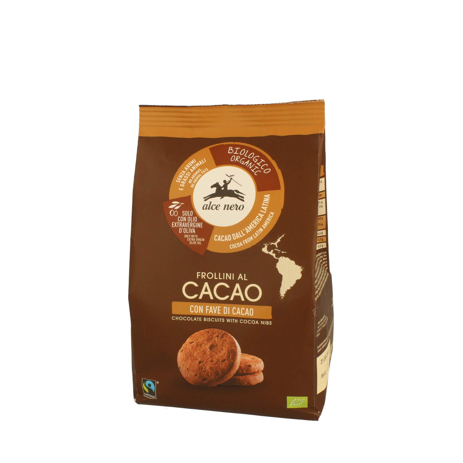 4 x BISCOTTI ASSORTITI ALCE NERO - PRODOTTI BIOLOGICI - ORDINE MISTO (CACAO FAVE)