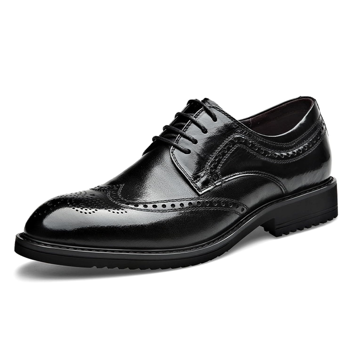 Mens Leather Dress Oxford Shoes Pointed Toe Lace-up Derby Shoes for Formal Tuxedo Prom Wedding Business Casual