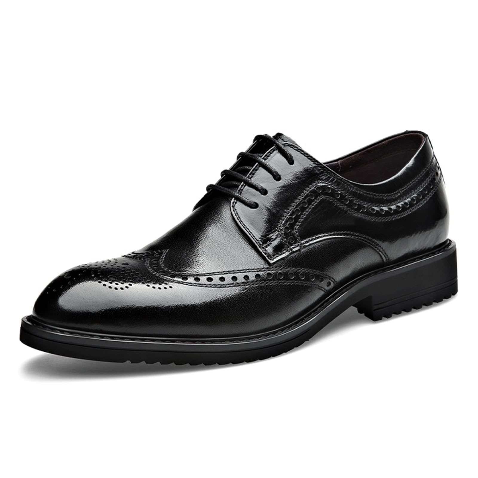 Mens Leather Dress Oxford Shoes Pointed Toe Lace-up Derby Shoes for Formal Tuxedo Prom Wedding Business Casual