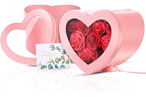 Zonon Heart Shaped Flower Box with Clear Lid
