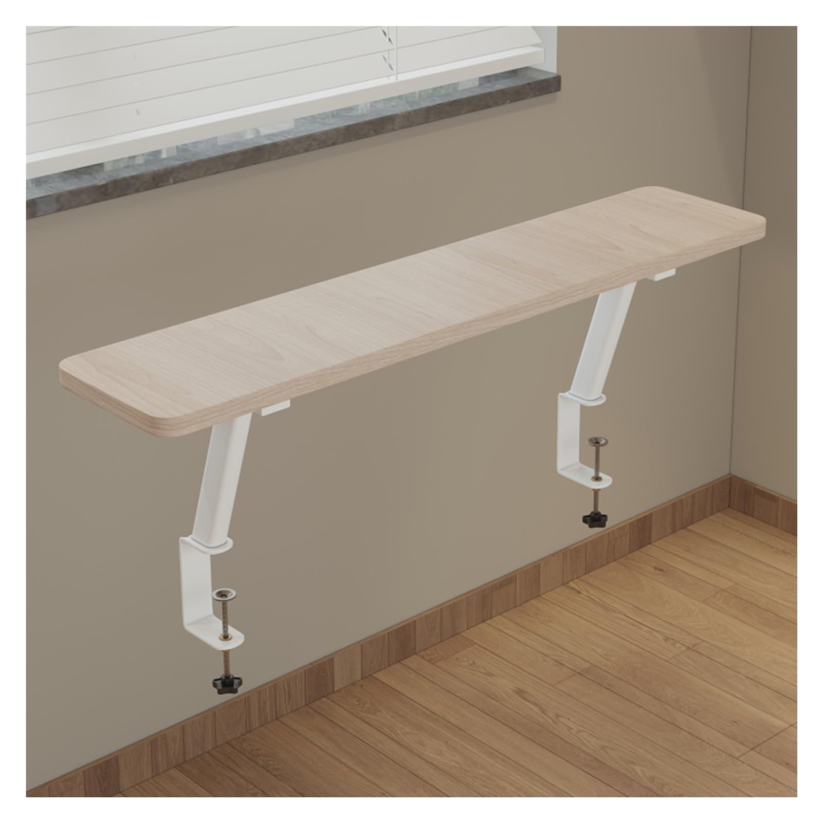 ÉtagèRe à Poser sur Bureau, Organisateur de Bureau Étagère de Bureau en Bois avec Pince pour La Maison et Le Bureau Cuisine et Salle de Bain(Logs,60cmx20cm)