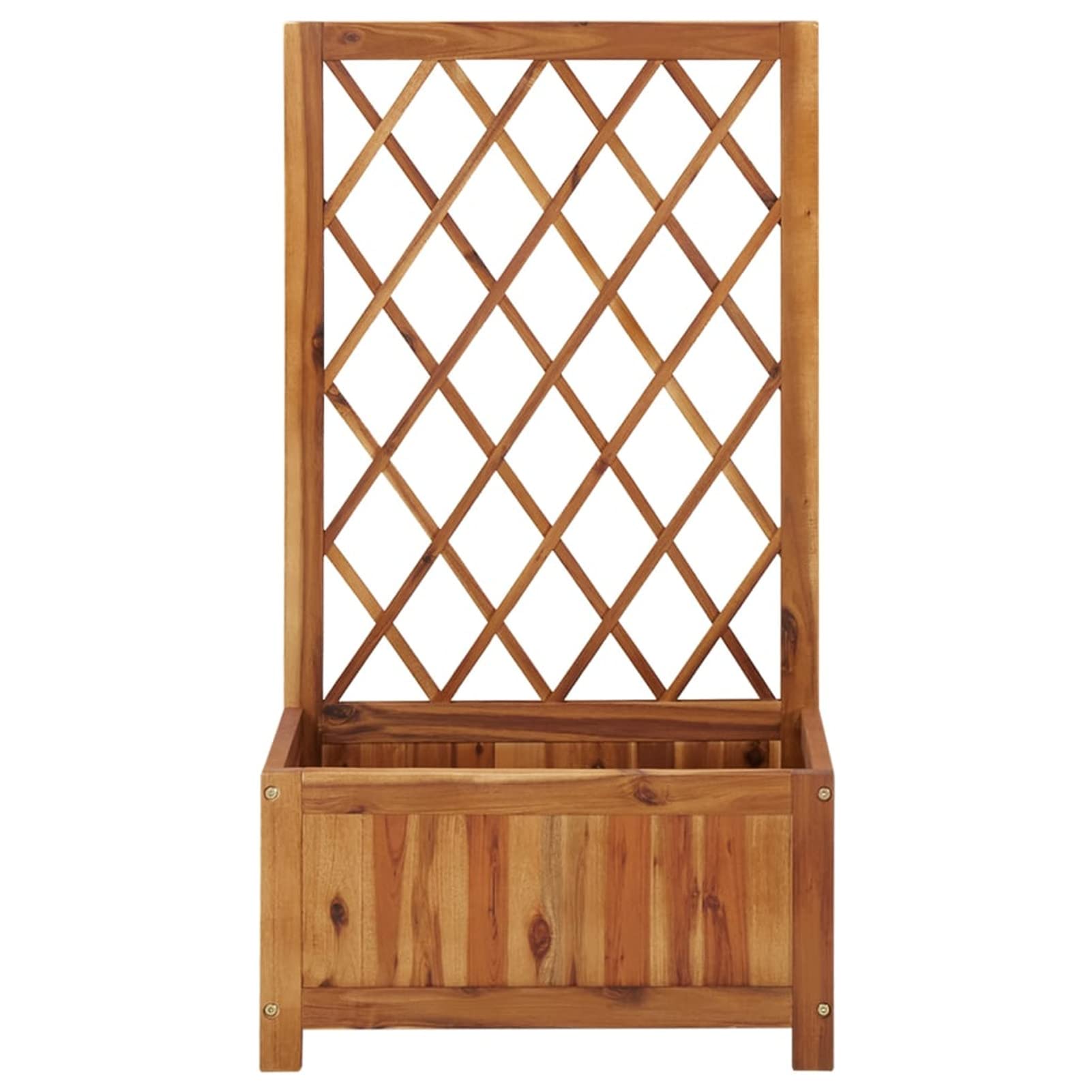 Homgoday Pflanzgefäß mit Gitter für den Garten, Hochbett für den Garten mit Spalier aus massivem Akazienholz, Pflanzgefäß für den Garten, Pflanzgefäß für den Außenbereich, Blumenkasten für Balkon