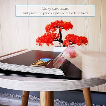 1DOT2 Self-Adhesive Photo Album, 60 Black Pages Self-Stick Page DIY Anniversary Travel Memory Book, Leather Cover, Magnetic Scrapbook Family Album for Christmas, Birthday, Valentines Day Gifts