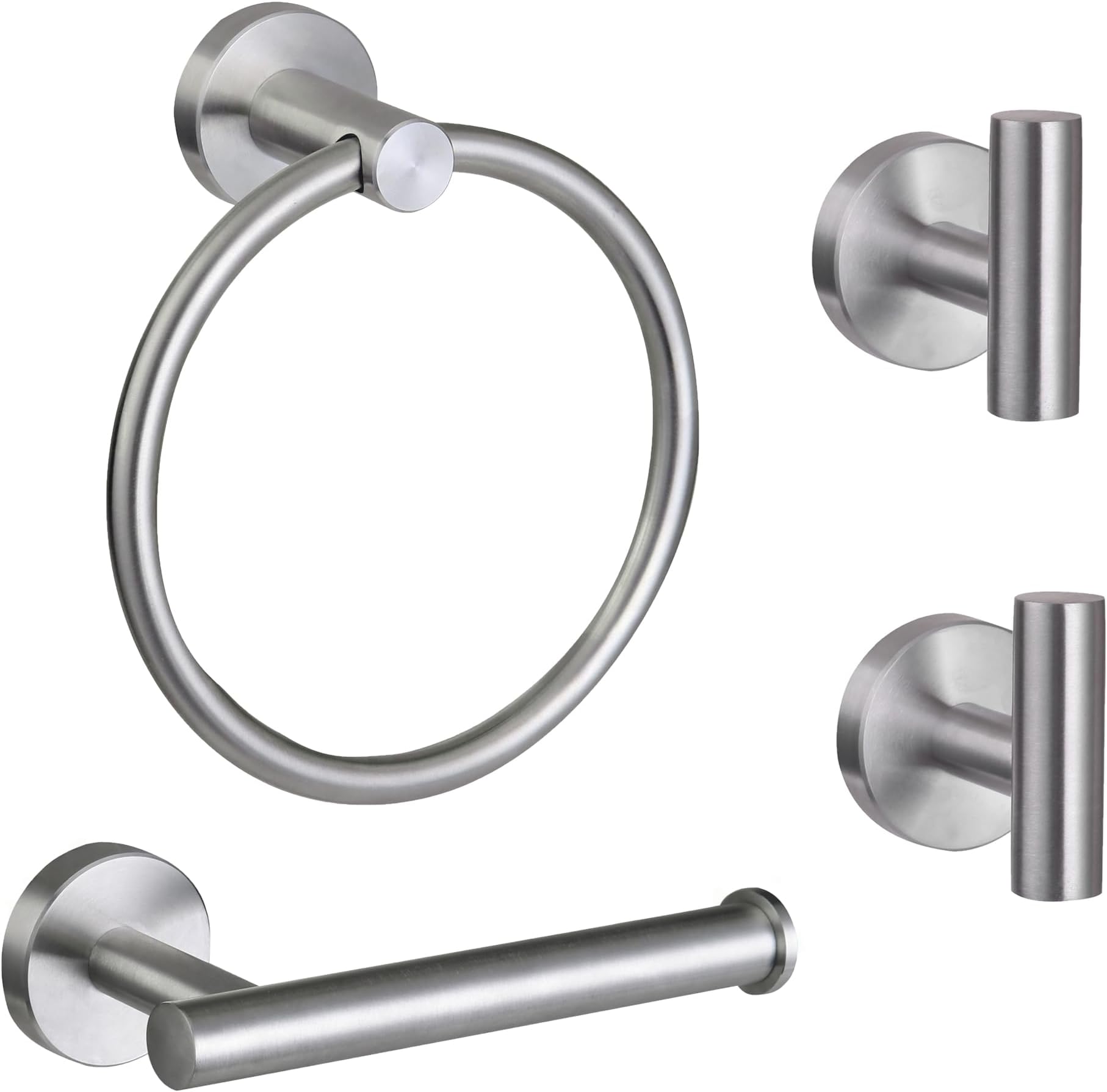 Ntipox 4 Piece Brushed Nickel Bathroom Hardware Set, Modern Towel Ring and To...