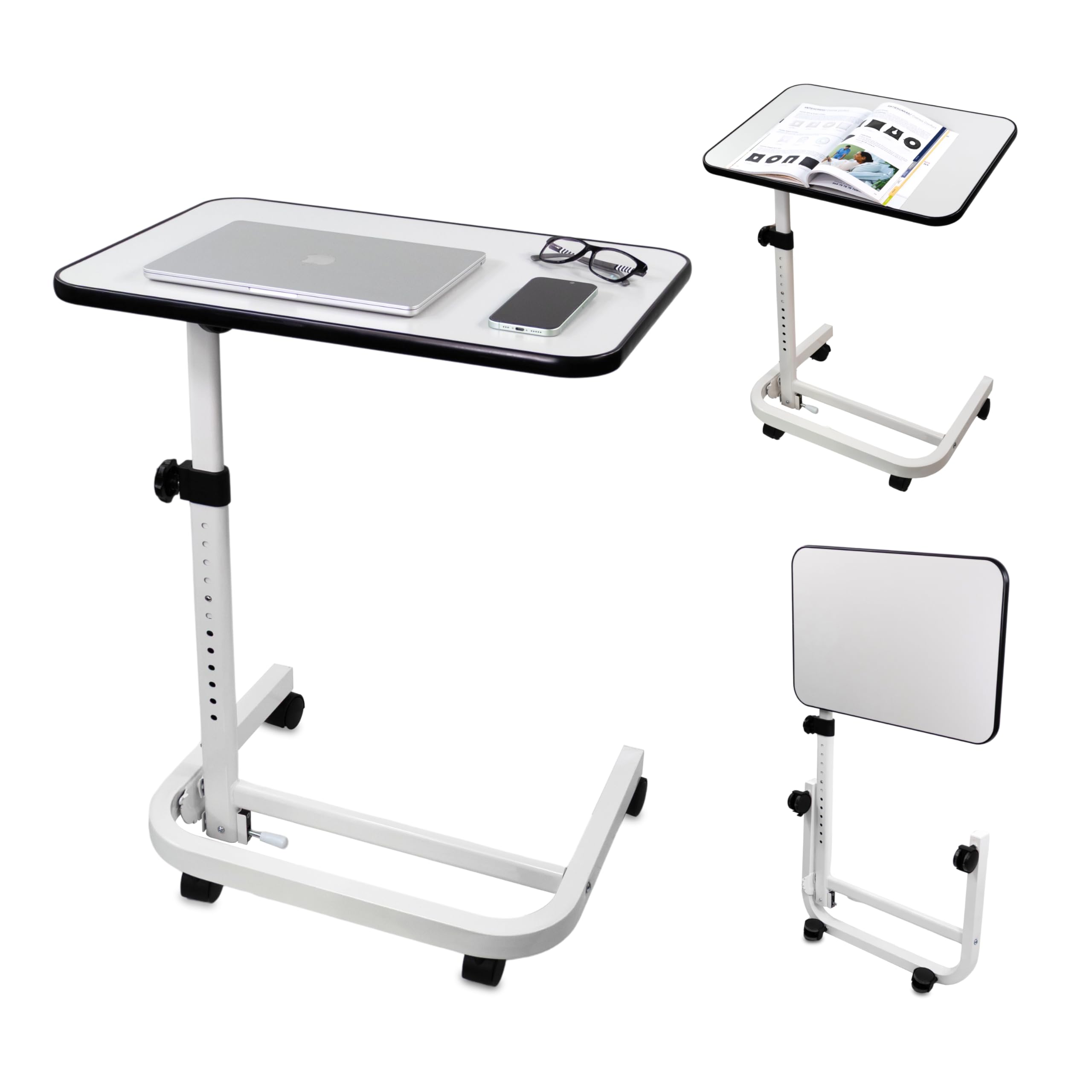 Mobiclinic®, Mesa Auxiliar, Plegable, Altura Regulable, Inclinable, para Ordenador, Sofá, Cama, Reborde Antideslizante, Ruedas 360º con Frenos, Forma en C, Cumbre