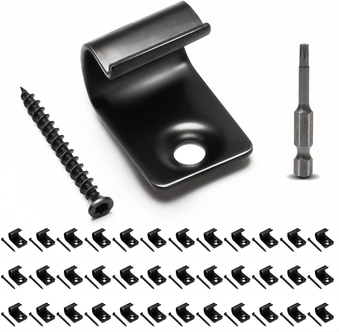 LukLoy Stainless Steel Starter Clips for Decking, 36PACK for 400 SQ.FT Black Deck Clips of Decking Board, Universal Starter Decking Clips Hidden Fasteners with Decking Screws and Driver Bit