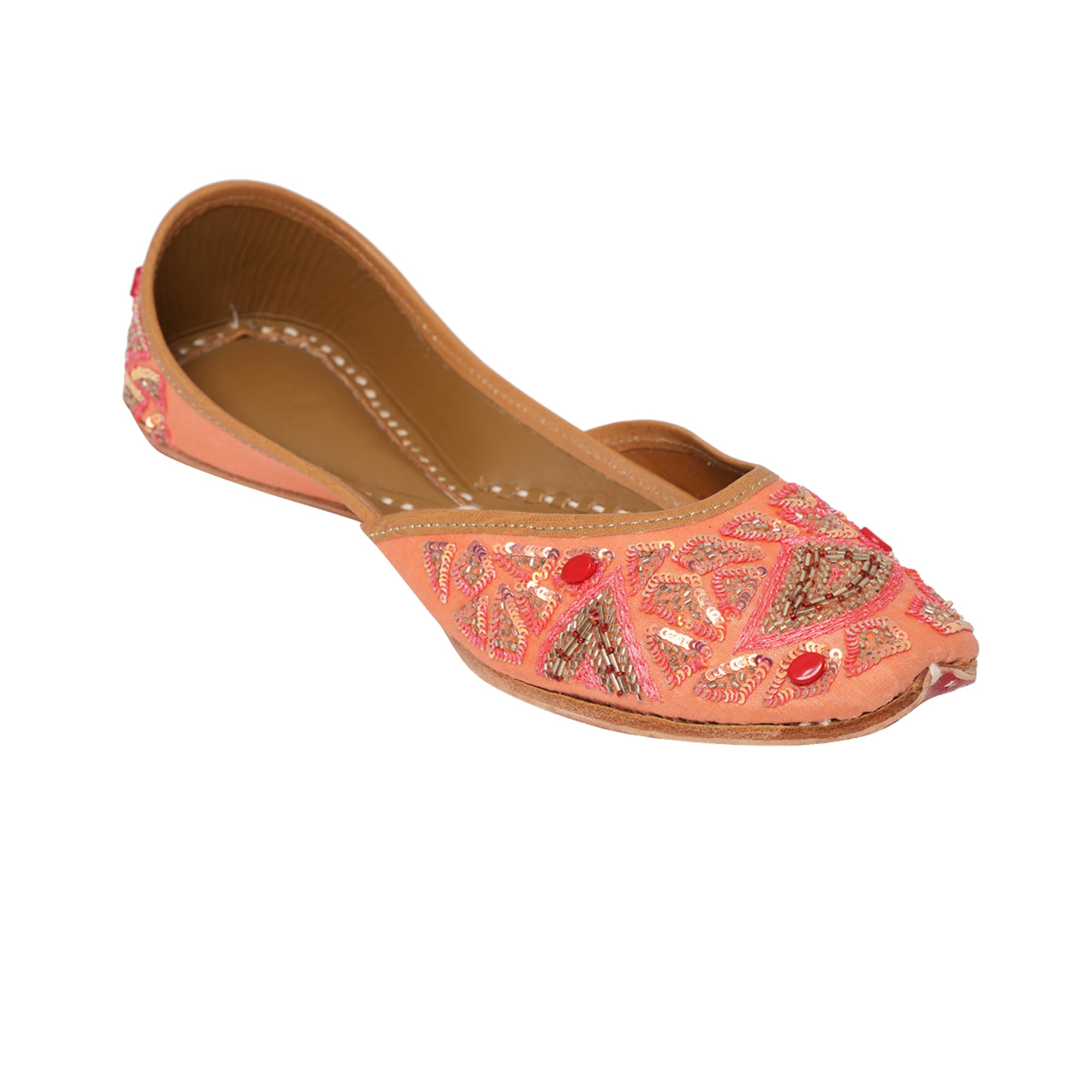 nr by nidhi rathi Women Embroidered Mojaris Flats | Peach Color-picture-11
