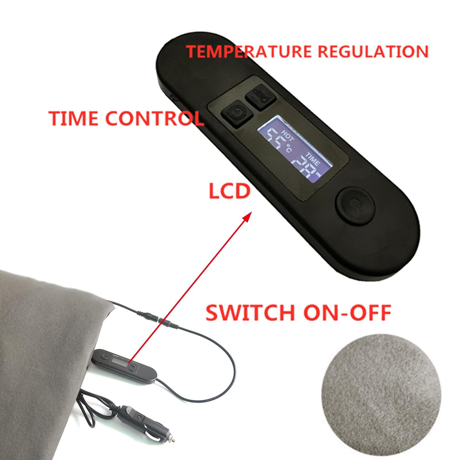Couverture chauffante, 12 V, avec arrêt Automatique, 5 Niveaux de Chauffage, minuterie d'arrêt Automatique, Protection Contre la surchauffe, 100 x 70 cm, Couverture chauffante électrique, en Flanelle