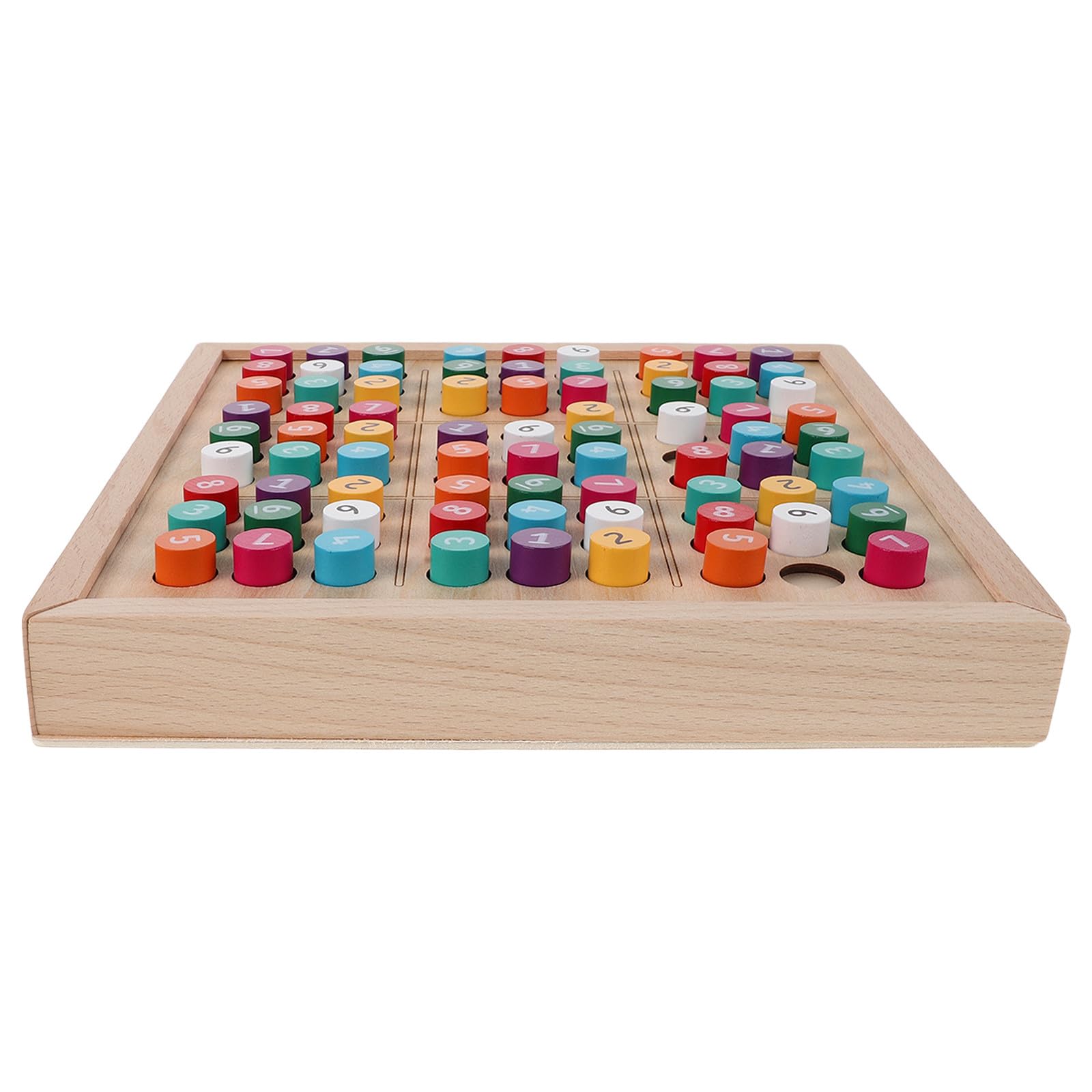 Vaguelly Juego de Mesa de Sudoku: Tablero de Sudoku de Madera de Colores con cajón y 81 Rompecabezas para niños. Divertido Juego de matemáticas Educativo de Madera para el Aprendizaje en casa y la