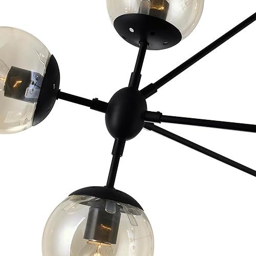 Miniatura 4 de CWI Lighting Lámpara de araña de metal contemporánea con 10 luces en negro