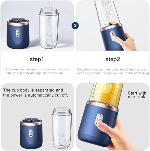 Miniatura 5 de Ochine Licuadora portátil, licuadora personal de 13.5 onzas para batidos y batidos, licuadora de viaje de 40 W, licuadora recargable por USB,