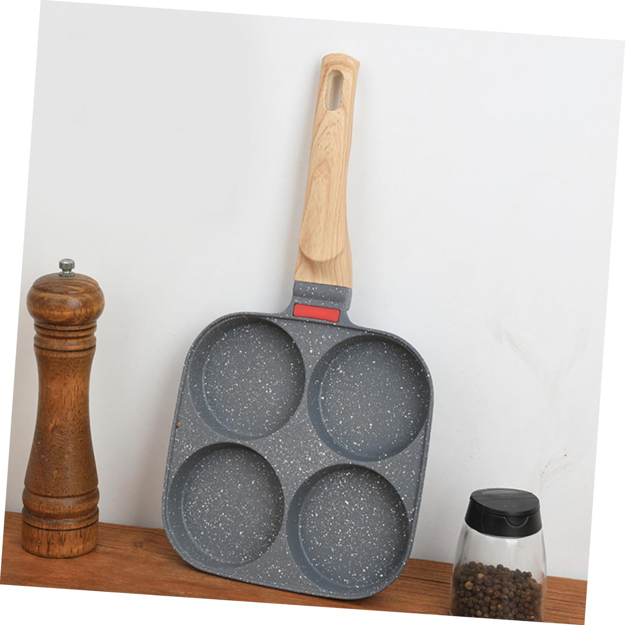 MAGICLULU Padella per Uova a 4 Fori Coperchio, in Lega di Alluminio, Fondo Sagomato, Antiaderente per Colazione e Hamburger in Cucina di Casa