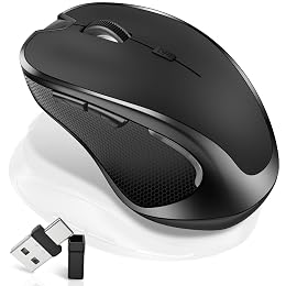 Mouse for MacBook Wireless Bluetooth Mouse Laptop MacBook Air Mac Pro Rechargeable Silent PC iPad Optical Mouse with Jiggler Dual Mode Switch Bluetooth 5.2/3.0 and 2.4GHz USB Type-C Receiver Black