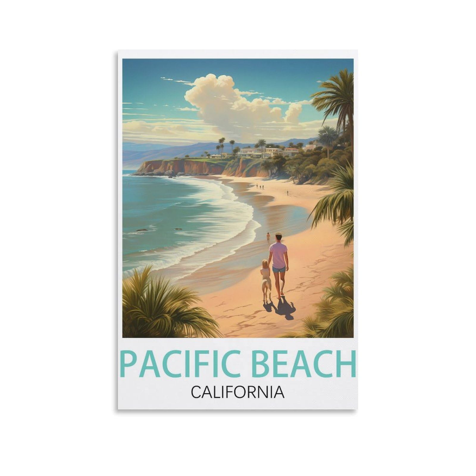 EZMLFA 5D Diamond Art Kits for Beginner,Pacific Beach California Crystal Rhinestone Embroidery Craft Kits for Home Wall Decor Gifts, 40x50cm