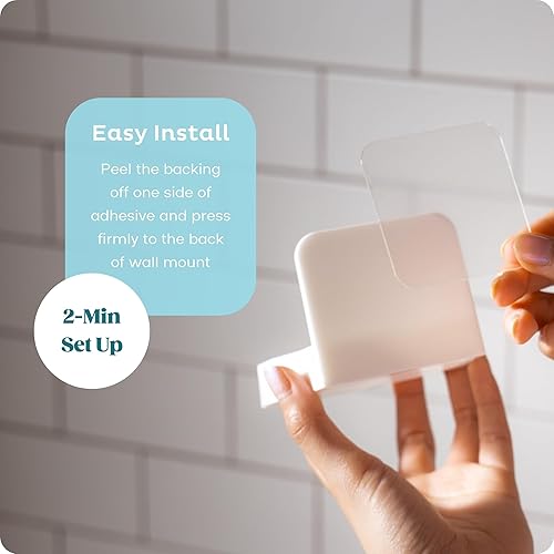 Miniatura 2 de Soporte de pared para dispensador de espuma de papel higiénico - Soporte adhesivo para baño - Instalación sin taladros - Compatible con dispensador