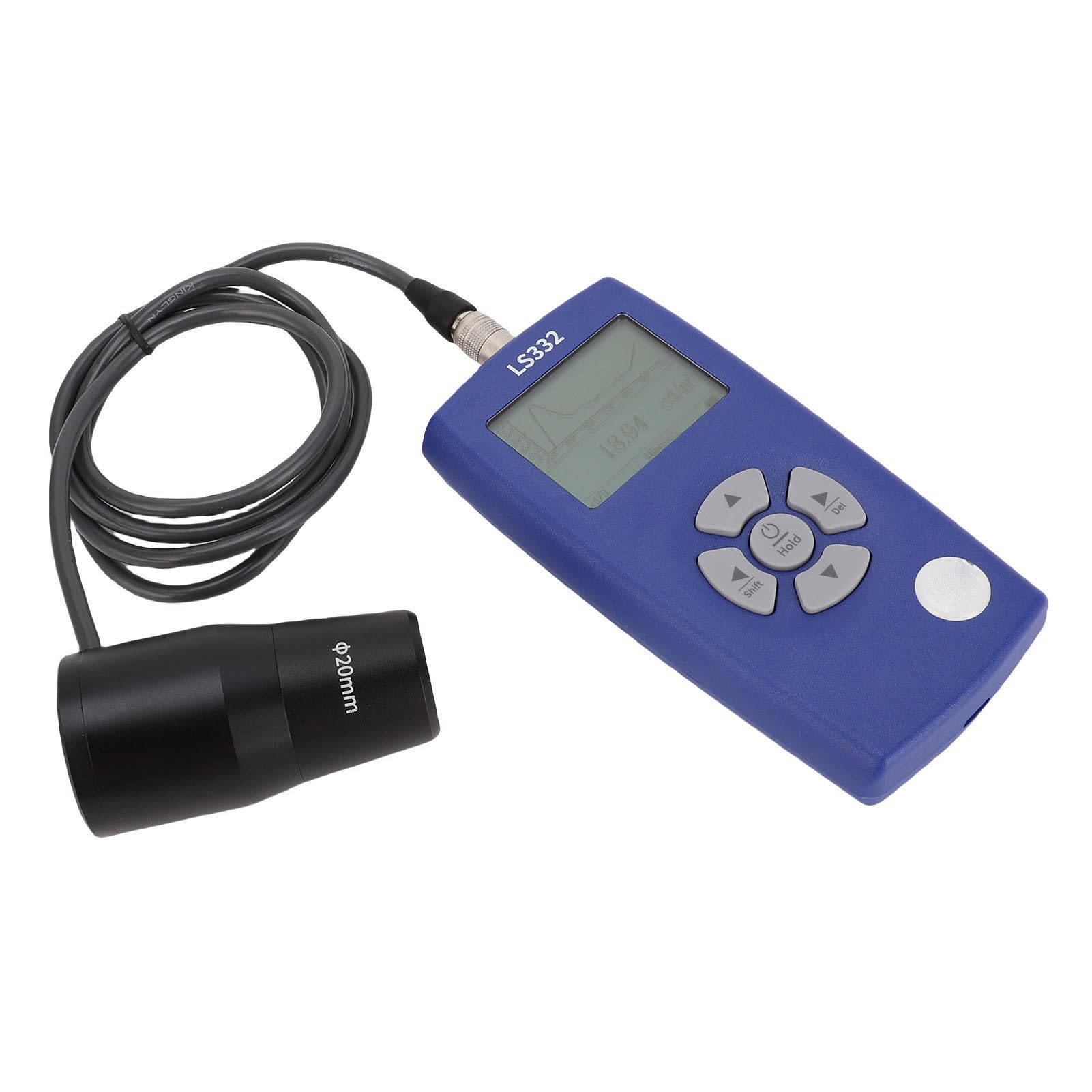 Bewinner Medidor de Luminancia de 1 a 1.000.000 cd/m², Fotómetro Digital con Parpadeo y Temperatura de Color, Medición CRI, Curva de Espectro, Sondas Duales de 10 Mm/20 Mm, Almacenamiento de Datos