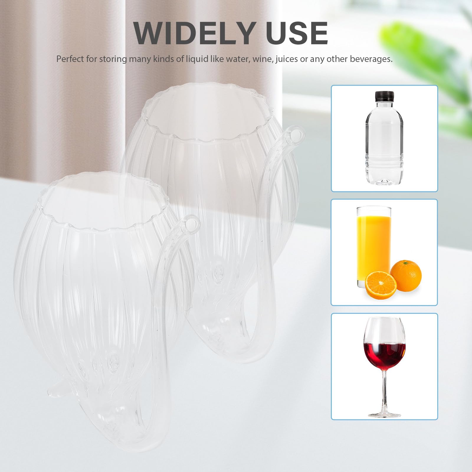Bicchieri da Design Originale e Funzionale Set 4 Creativi in Vetro Cannuccia per Bevande, per Wine Party