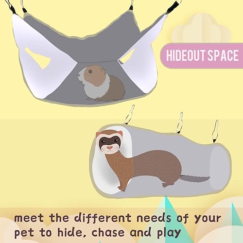 Miniatura 2 de Túnel de hamaca luminosa de conejillo de indias con brillo nocturno, hamaca colgante de litera para hurón, escondite de conejillo de indias y cama