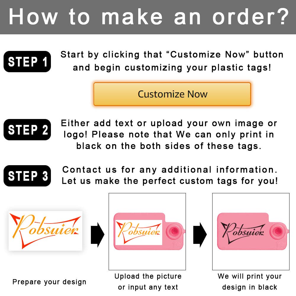 Pobsuier 100Pcs Custom Product Tag Plastic Disposable Personalized Logo Shoes Clothes Key Price Label Marker 160mm/6.3" - Image 3