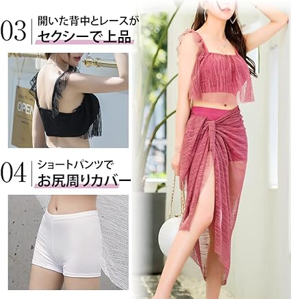 ★体型カバー フリル片袖 タンキニ オレンジ 3点セット/送料込 ☆体型カバー フリル片袖 タンキニ オレンジ 3点セット/送料込