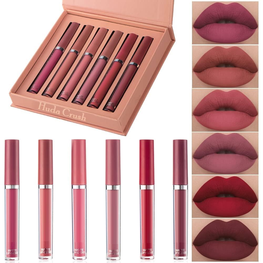 HUDACRUSH Huda Crush Beauty Ultra Smooth Velvet Finish Book Style Liquid Matte Lipstick Gift Set For Girl's & Women - Waterproof | Long-Lasting | Non - Transfer (Pack Of 6 Pieces, 3ml Each)-image-32