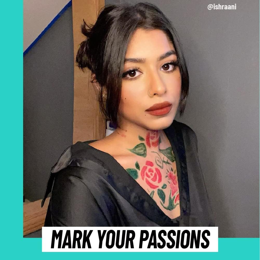 BodyMark by BIC, Temporary Tattoo Marker, Skin Safe, Mixed Brush & Fine Tip Set, Black, 12-Pack with Stencils : Beauty & Personal Care