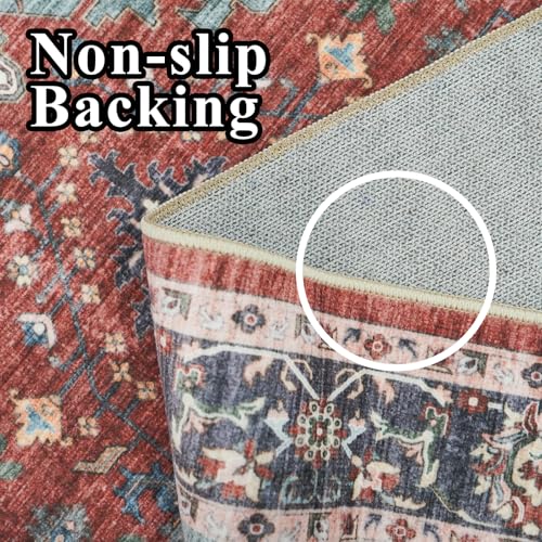 RUUGME Washable 9X12 Area Rugs - Large Boho Rugs for Living Room Stain Resistant Carpet Vintage Tribal Rugs for Bedroom Kitchen Bathroom with Non Slip Backing Home Decor Floor Decoration Mat 9x12 Red