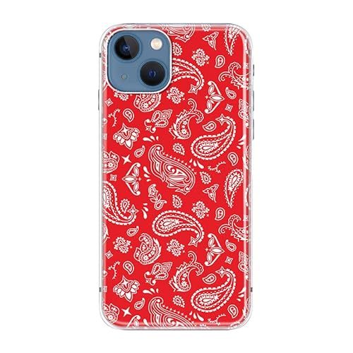 Blingy's Iphone 13 Case (6.1 Inch), Fun Bandana Style Tribal Ethnic Pattern Paisley Art Design Soft Tpu Protective Case Compatible For Iphone 13 6.1" (Red Bandana) #TOP3