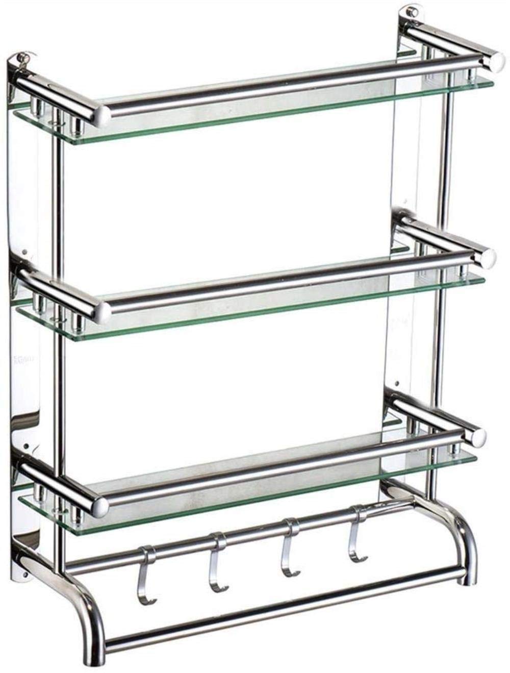 Porte-serviettes de bain étagère de stockage mural en acier inoxydable 40cm