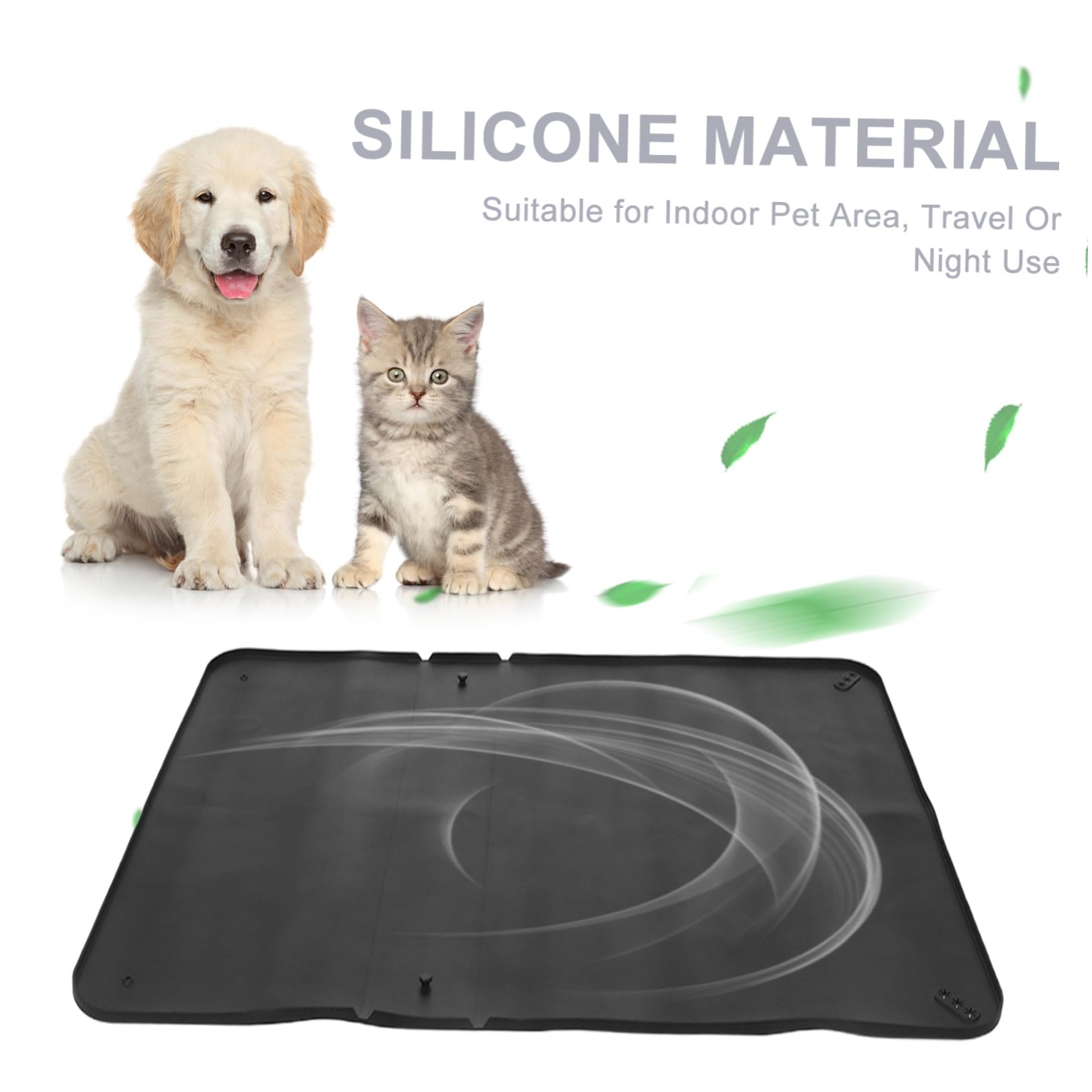 Generico Porta Traversine per Cani in Silicone Nero con Bordi Impermeabili, Tappetino Igienico Riutilizzabile per Addestramento Toilette in Area Animali Domestici