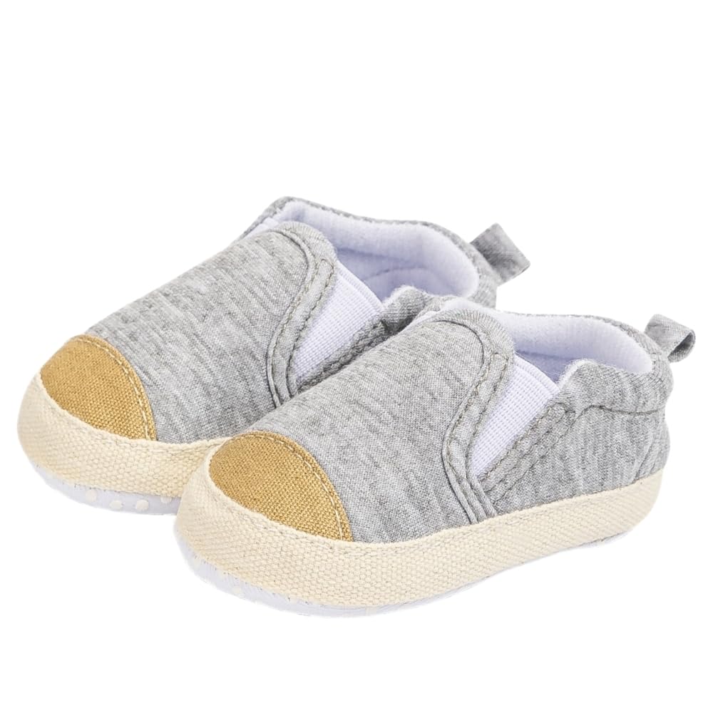 6 to 12 months baby boys & girls 6 to 12 baby boys & girls solid cotton slip-on closure booties (grey & gold) - bt5116