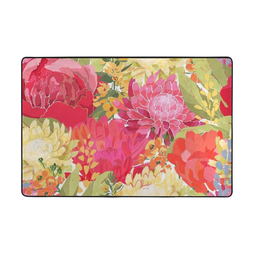 Tapis velours corail Ruchen imprimé floral haut de gamme