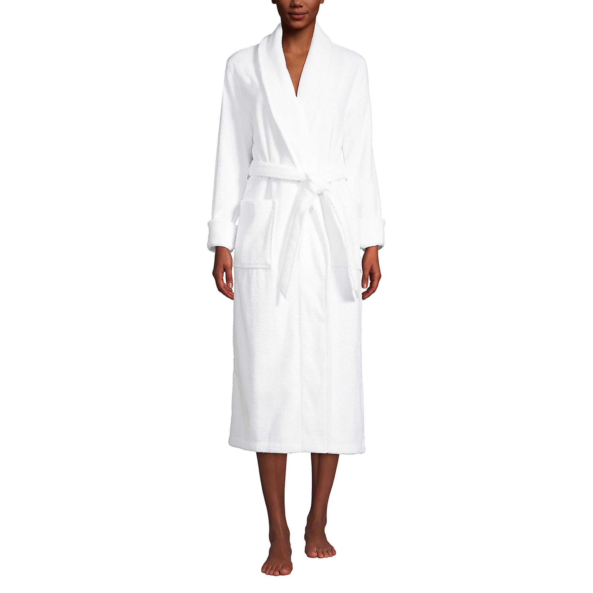 Lands End Womens Cotton Terry Long Spa Bath Robe
