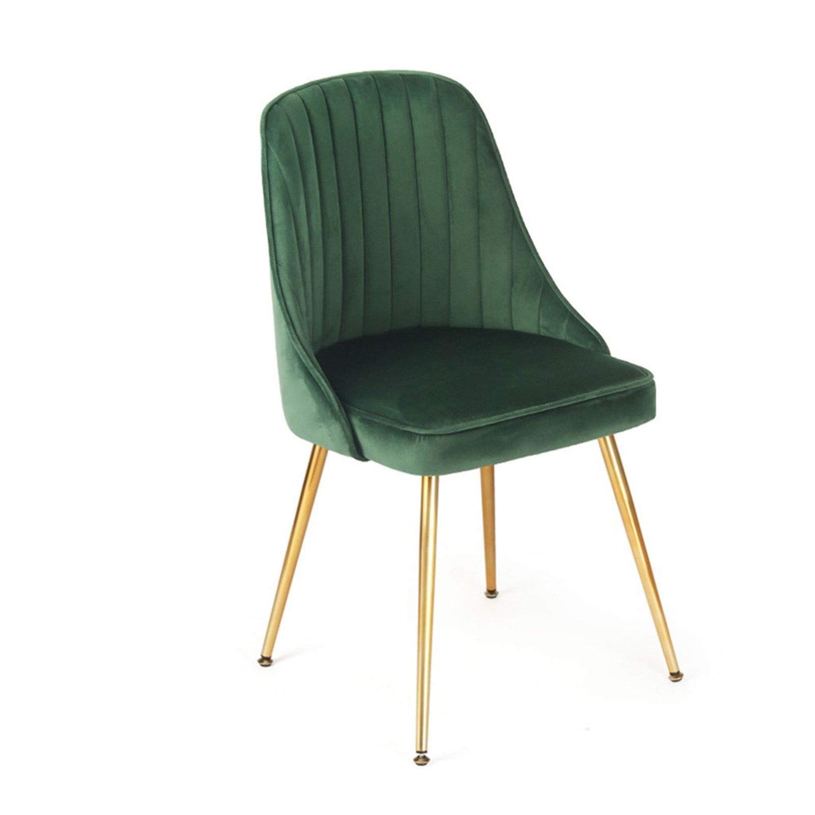 SJIALEN 1/2/4/6pcs Metal Legs Living Room Chairs,for Office Lounge Dining Kitchen Bedroom Velvet Reception Chair Household Desk Chair Kitchen Chair (Color : Green, Size : 1 pc)