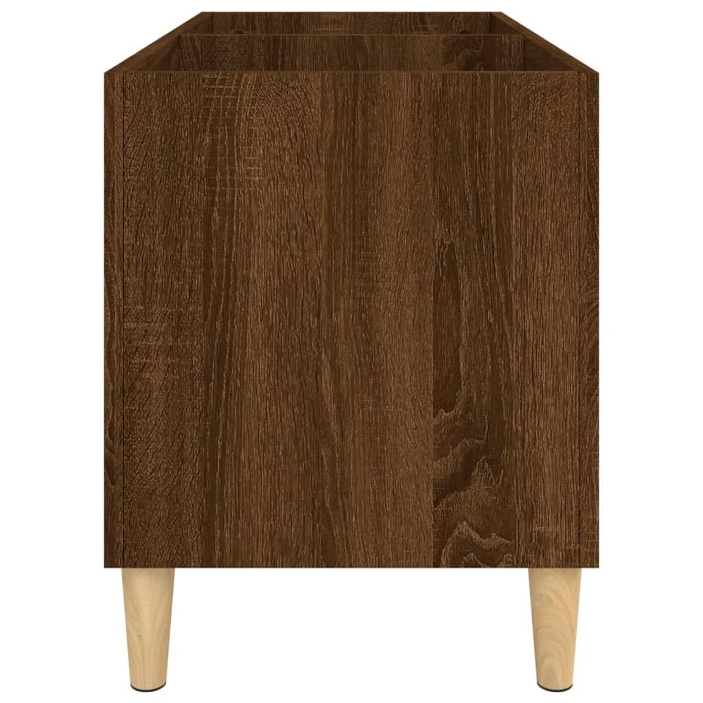 Armario con paneles de madera de roble marrón, 74,5 x 38 x 48 cm, con patas de madera, espacio para discos de vinilo y CD, versátil como aparador de salón, armario de TV, estantería para CD