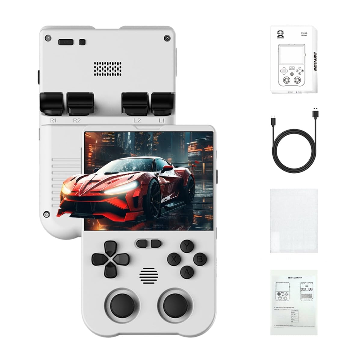 XU10 Retro Handheld Game Console With Linux Operating System, Build-In 11,000+ Games, 64G 3.5-Inch Ips Screen Handheld Games Consoles, Compatible With Over 20 Game Formats, and 7 Languages.
