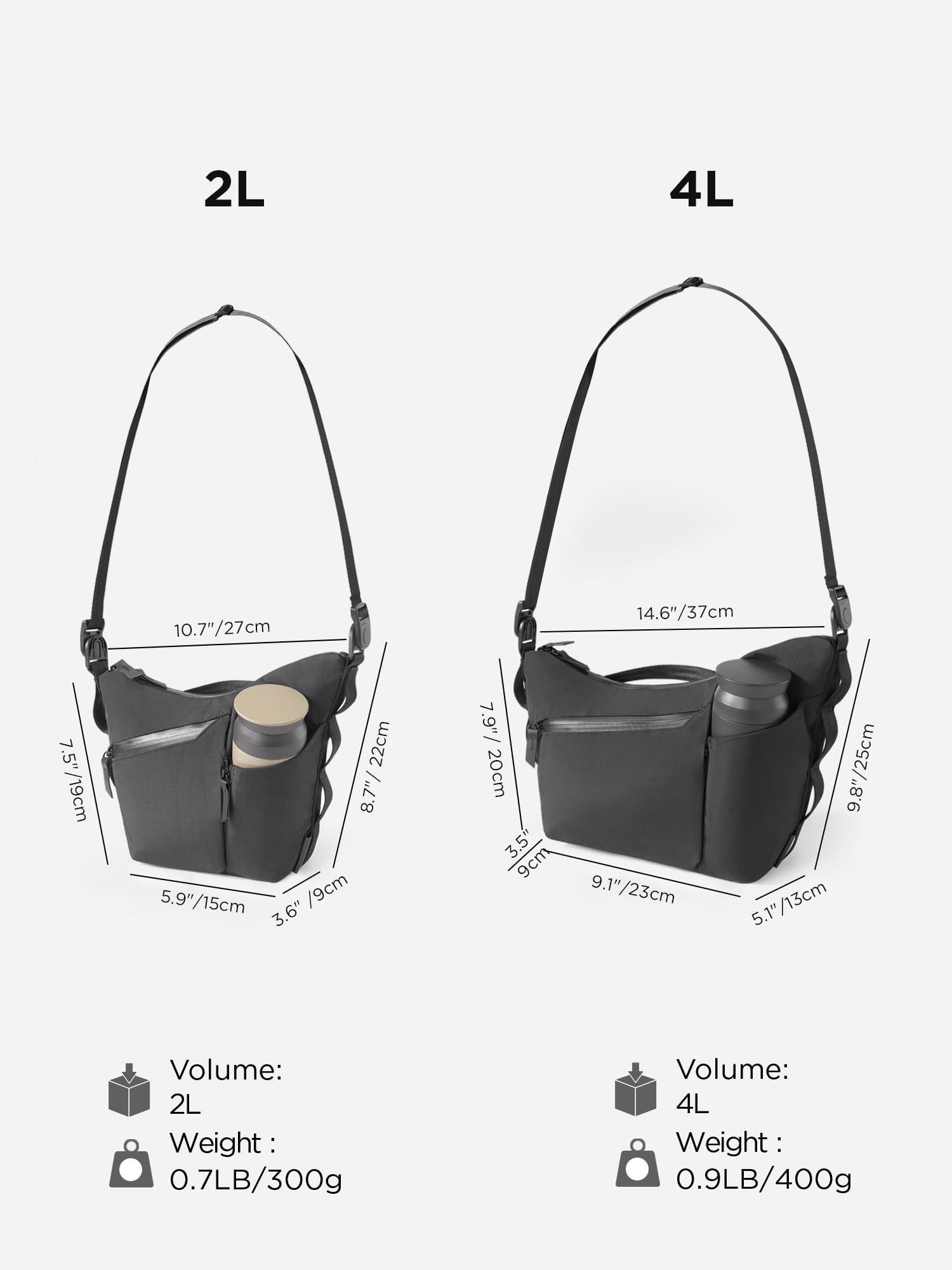 ALPAKA Flow Satchel Mini torba crossbody, wodoodporna torba na ramię, rozszerzalna kieszeń na butelkę, zamki błyskawiczne YKK, zapięcie na klucze
