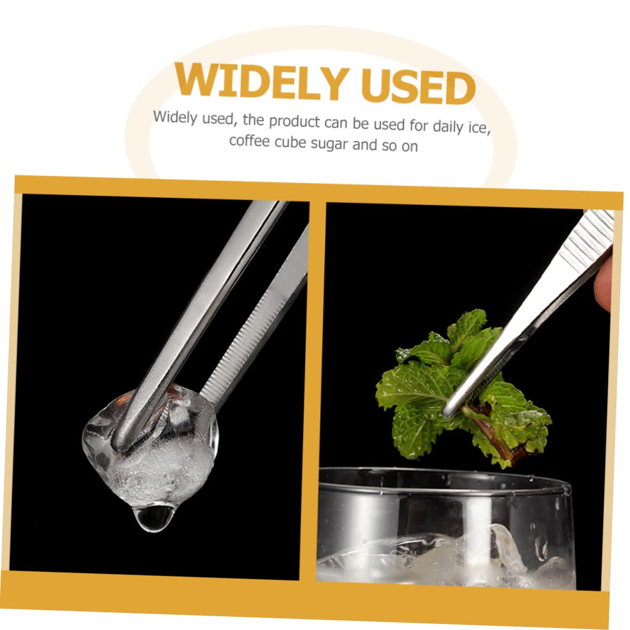 Cabilock Ice Holder for Party Reusable Stainless Ice Tong Bar Supply Food Tweezer Set