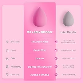 BEAKEY Latex-Free Blender Makeup Sponge for Blending, Pink Makeup Sponges Set, Soft Beauty Sponge, for Flawless Application of Liquid, Cream, and Powder Cosmetics
